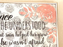 Floral Watercolor Typography Print-Not Afraid of Storms-Peach-White-Black