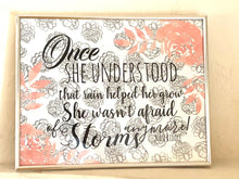 Floral Watercolor Typography Print-Not Afraid of Storms-Peach-White-Black