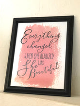 Typography Print- Peach- White- She Was Beautiful