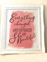 Typography Print- Peach- White- She Was Beautiful