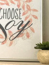 Typography Print- "Choose Joy"- Peach Floral Wreath-Modern Farmhouse Style- White Background