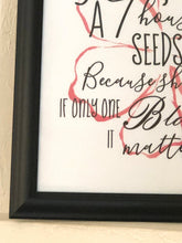 Typography Print, Peach Floral, Quote, One Bloom Mattered