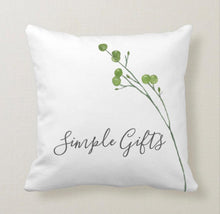 Botanical White Throw Pillow "Simple Gifts"