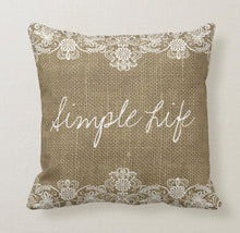 Cotton Farmhouse Simple Life Burlap Lace Pillow