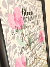 Bloom Anyway Quote Floral Pink and Grey Typography Art Print
