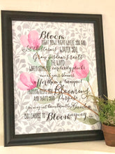 Bloom Anyway Quote Floral Pink and Grey Typography Art Print
