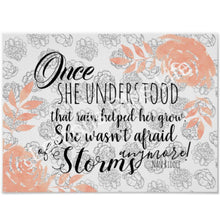 Floral Watercolor Typography Print-Not Afraid of Storms-Peach-White-Black