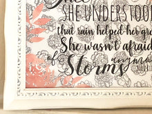 Floral Watercolor Typography Print-Not Afraid of Storms-Peach-White-Black