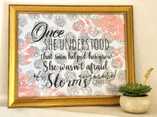 Floral Watercolor Typography Print-Not Afraid of Storms-Peach-White-Black