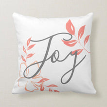 Peach and White Bloom "Joy" Floral Throw Pillow 16 X 16