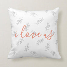 Peach Floral Hands Touching i love us Throw Pillow 16 X 16