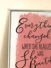 Typography Print- Peach- White- She Was Beautiful