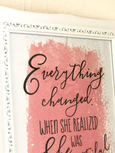Typography Print- Peach- White- She Was Beautiful