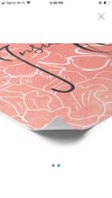 Typography Print, Peach Floral, "Beautiful Inside Out" Wall Art