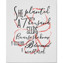 Typography Print, Peach Floral, Quote, One Bloom Mattered