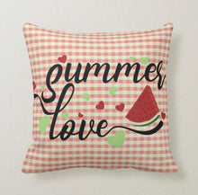 Throw Pillow, Shabby Chic, Red Gingham, Summer Love, Watermelon, Summer Pillow
