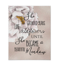 Wall Art Print, Poster, White Floral, Pearl Watercolor, She Gathered Years Like Wildflowers, Ready to Frame, Typography Print