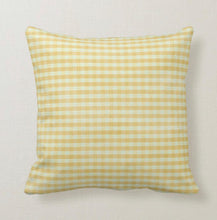 Decorative Throw Pillow, Shabby Chic, Mustard Yellow Gingham, Picnic Check,  Farmhouse Style Gingham, Distressed Gingham, Throw Pillow