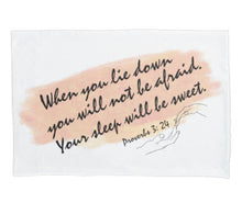 White Pillow Case, Blush, Watercolor Stroke, Bible Verse, Sleep Sweet, Proverbs, Typography