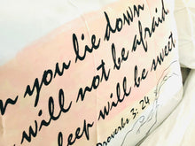 White Pillow Case, Blush, Watercolor Stroke, Bible Verse, Sleep Sweet, Proverbs, Typography