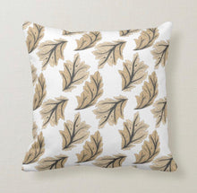 Warm Winter, Leaf Pattern on White, Throw Pillow