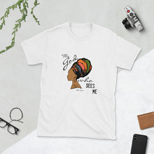 T-shirt, Short-Sleeve Unisex, The God Who Sees, Faith Tee, Hagar Quote, Woman and Colorful Turban, Genesis 16: 13, Religious T-shirt
