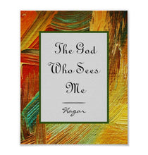 Ready to Frame Flat Card, The God Who Sees Me, Oil Texture, Hagar Quote, Religious Art, Bible Verse