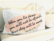 White Pillow Case, Blush, Watercolor Stroke, Bible Verse, Sleep Sweet, Proverbs, Typography