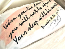 White Pillow Case, Blush, Watercolor Stroke, Bible Verse, Sleep Sweet, Proverbs, Typography