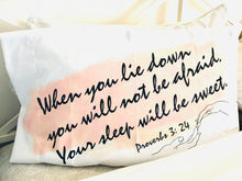 White Pillow Case, Blush, Watercolor Stroke, Bible Verse, Sleep Sweet, Proverbs, Typography