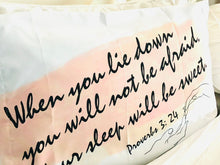 White Pillow Case, Blush, Watercolor Stroke, Bible Verse, Sleep Sweet, Proverbs, Typography