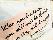White Pillow Case, Blush, Watercolor Stroke, Bible Verse, Sleep Sweet, Proverbs, Typography