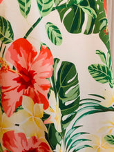 A-Line Dress, Tropical Style, Leaves, Red Hibiscus, Yellow Plumeria, Loose, Flowy Fit, Flatters All Figures, Womens Dress