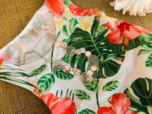 A-Line Dress, Tropical Style, Leaves, Red Hibiscus, Yellow Plumeria, Loose, Flowy Fit, Flatters All Figures, Womens Dress