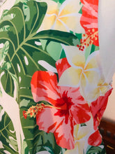 A-Line Dress, Tropical Style, Leaves, Red Hibiscus, Yellow Plumeria, Loose, Flowy Fit, Flatters All Figures, Womens Dress