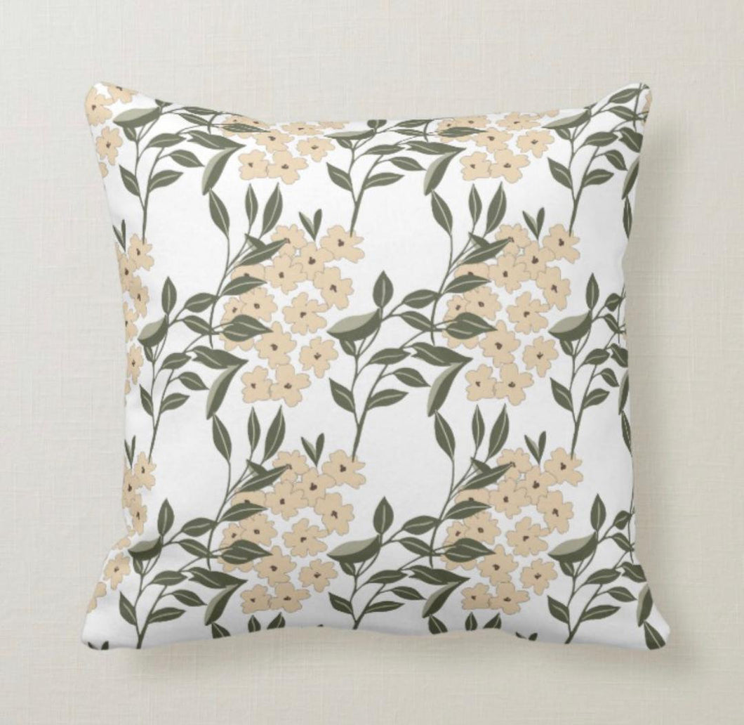 Tan and Grey, Floral Bouquets, Light & Airy, Throw Pillow