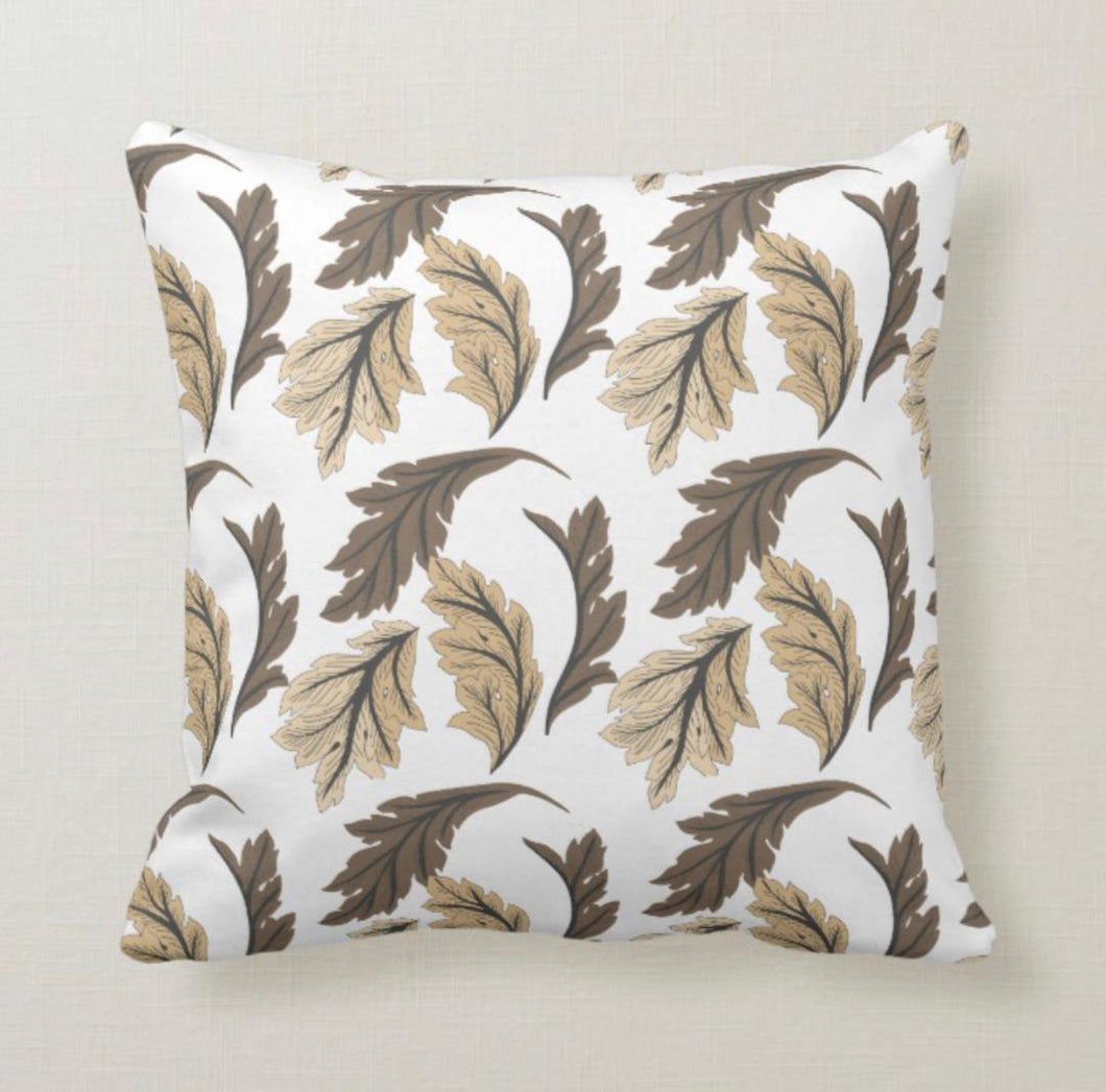 Autumn and Winter, Tan & Brown, Leaf Pattern, Throw Pillow