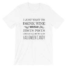 Unisex T-Shirt, Drink Wine, Hocus Pocus, Kids Halloween Candy, Short Sleeve