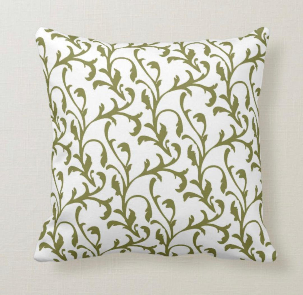 Christmas Pillow, Traditional Christmas Pattern, Green and White, Elegant, Accent Pillow