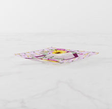 Glass Trinket Tray, "Mother" Lavender & Sunflower, Floral Glass Tray, Sunflower and Purple