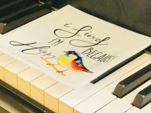 Music Glass Trinket Dish, I Sing Because I’m Happy, Watercolor Bird