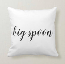 Couple Pillow Set of 2, Big Spoon, Little Spoon, Throw Pillow, Accent Pillow, Black & White, Fun, Romantic Bedding