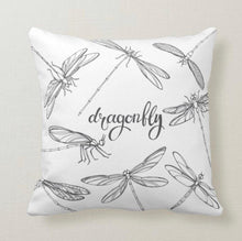 Pillow, Dragonfly, Black & White, Leaves, Pattern, Throw Pillow