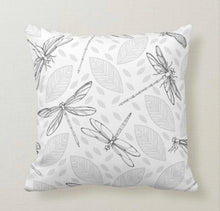 Pillow, Dragonfly, Black & White, Leaves, Pattern, Throw Pillow