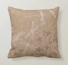 Pillow, Dragonfly Pattern, Tan & White, Wishes Come True, Square, Throw Pillow