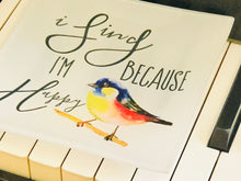 Music Glass Trinket Dish, I Sing Because I’m Happy, Watercolor Bird