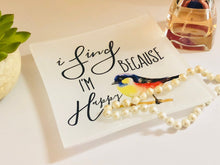 Music Glass Trinket Dish, I Sing Because I’m Happy, Watercolor Bird