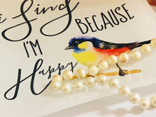 Music Glass Trinket Dish, I Sing Because I’m Happy, Watercolor Bird