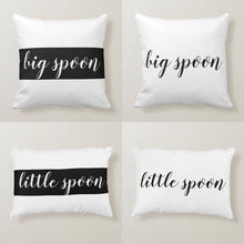 Couple Pillow Set of 2, Big Spoon, Little Spoon, Throw Pillow, Accent Pillow, Black & White, Fun, Romantic Bedding