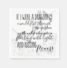 Cocktail, Paper Napkins, Dragonfly, "If I Were a Dragonfly", Black & White, Dragonfly Napkins